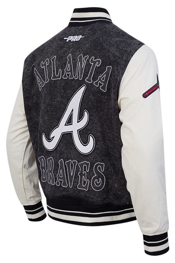 Pro Standard Men's Atlanta Braves Black Rebel Athletics Denim Varsity Jacket product image