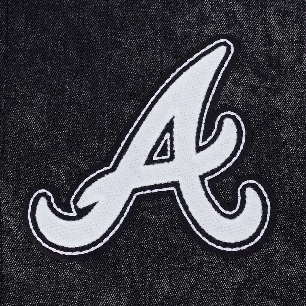 Pro Standard Men's Atlanta Braves Black Rebel Athletics Denim Varsity Jacket product image
