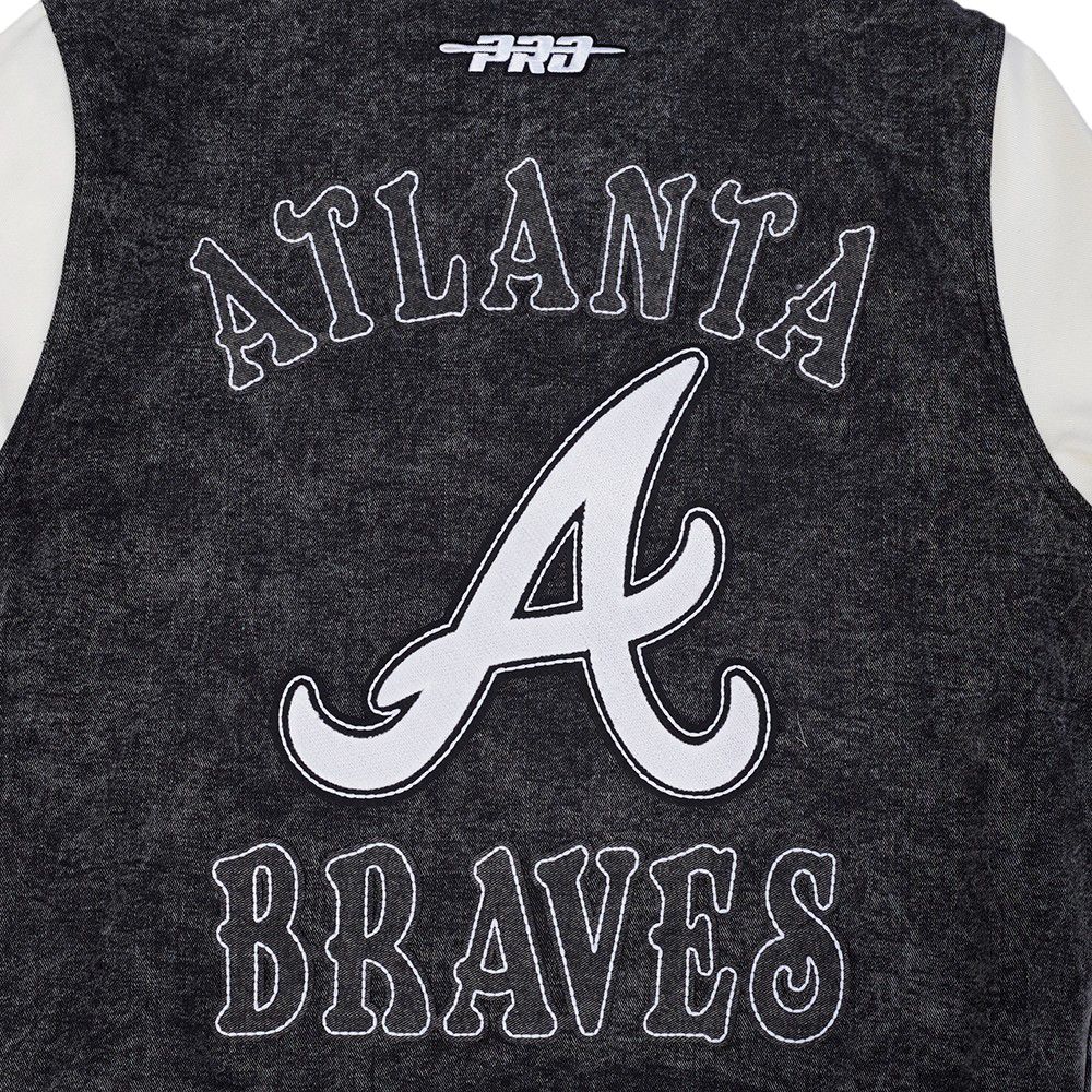 Pro Standard Men's Atlanta Braves Black Rebel Athletics Denim Varsity Jacket product image