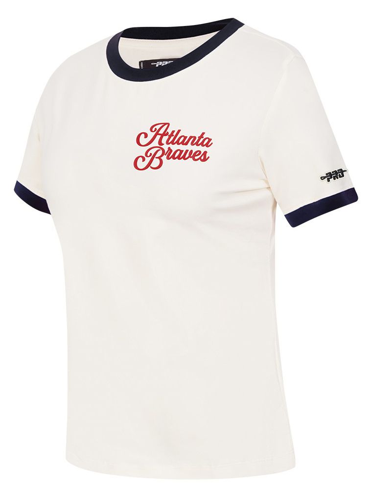 Pro Standard Women's Atlanta Braves Cream Ringer Souvenir T-Shirt product image