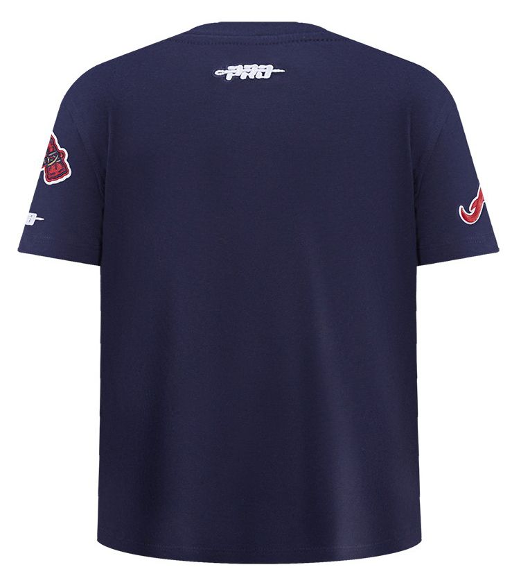 Pro Standard Youth Atlanta Braves Midnight Navy Script Tail T-Shirt product image