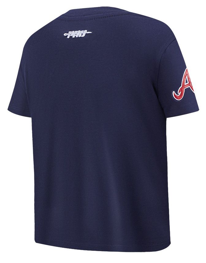 Pro Standard Youth Atlanta Braves Midnight Navy Script Tail T-Shirt product image