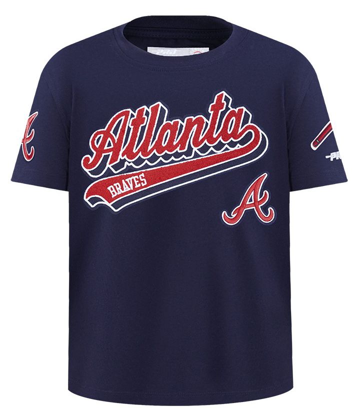 Pro Standard Youth Atlanta Braves Midnight Navy Script Tail T-Shirt product image