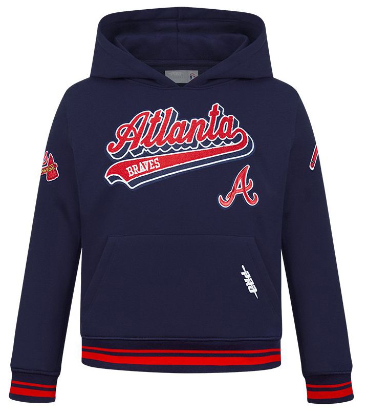 Pro Standard Youth Atlanta Braves Midnight Navy Script Tail Hoodie product image