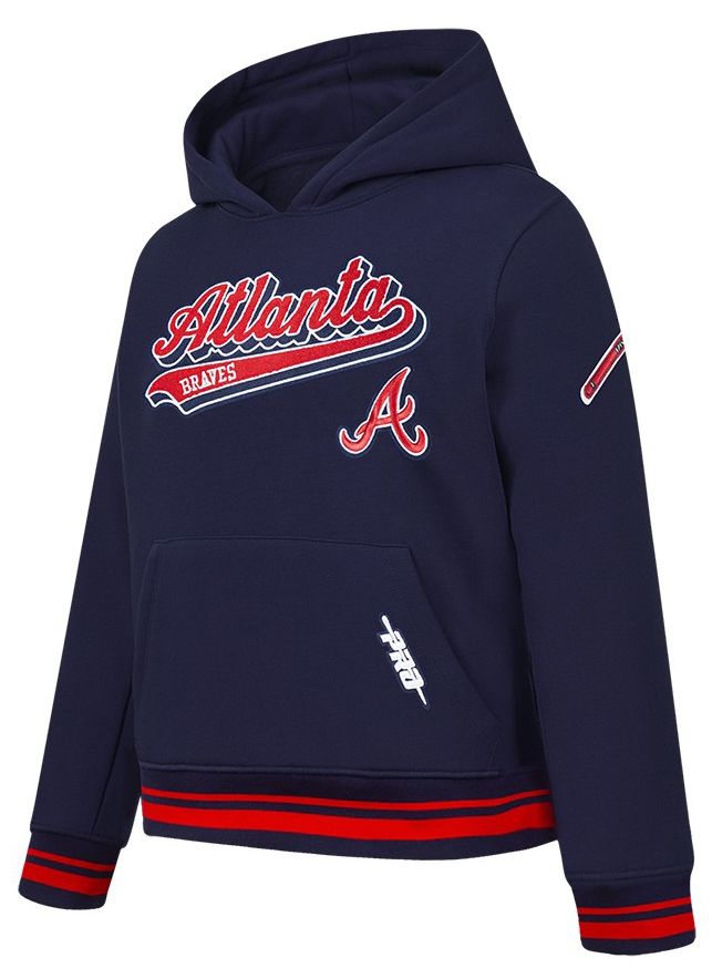 Pro Standard Youth Atlanta Braves Midnight Navy Script Tail Hoodie product image
