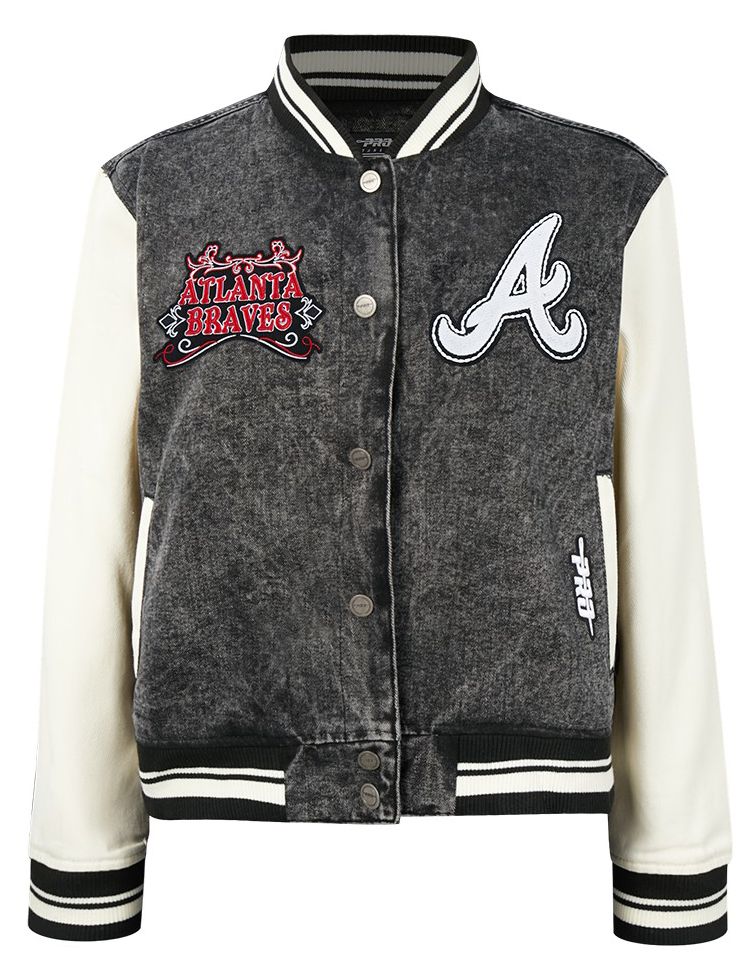 Pro Standard Women's Atlanta Braves Black Rebel Athletics Denim Jacket product image