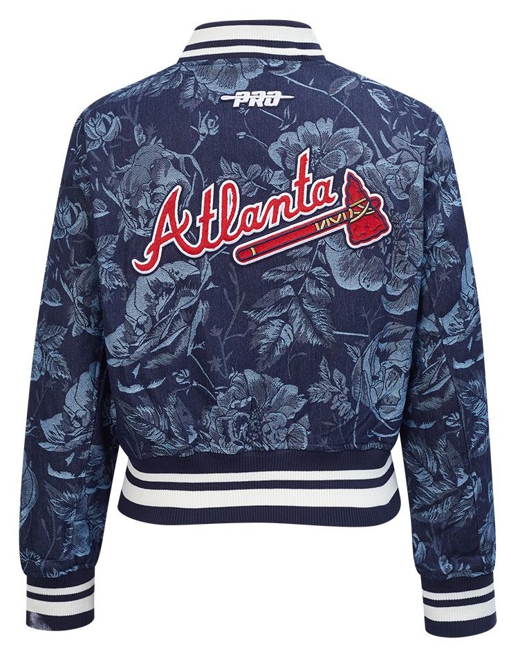 Pro Standard Women's Atlanta Braves Blue Denim Cropped Floral Jacket product image