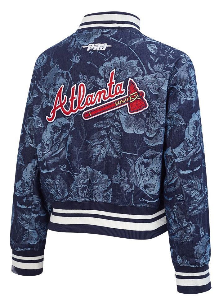 Pro Standard Women's Atlanta Braves Blue Denim Cropped Floral Jacket product image
