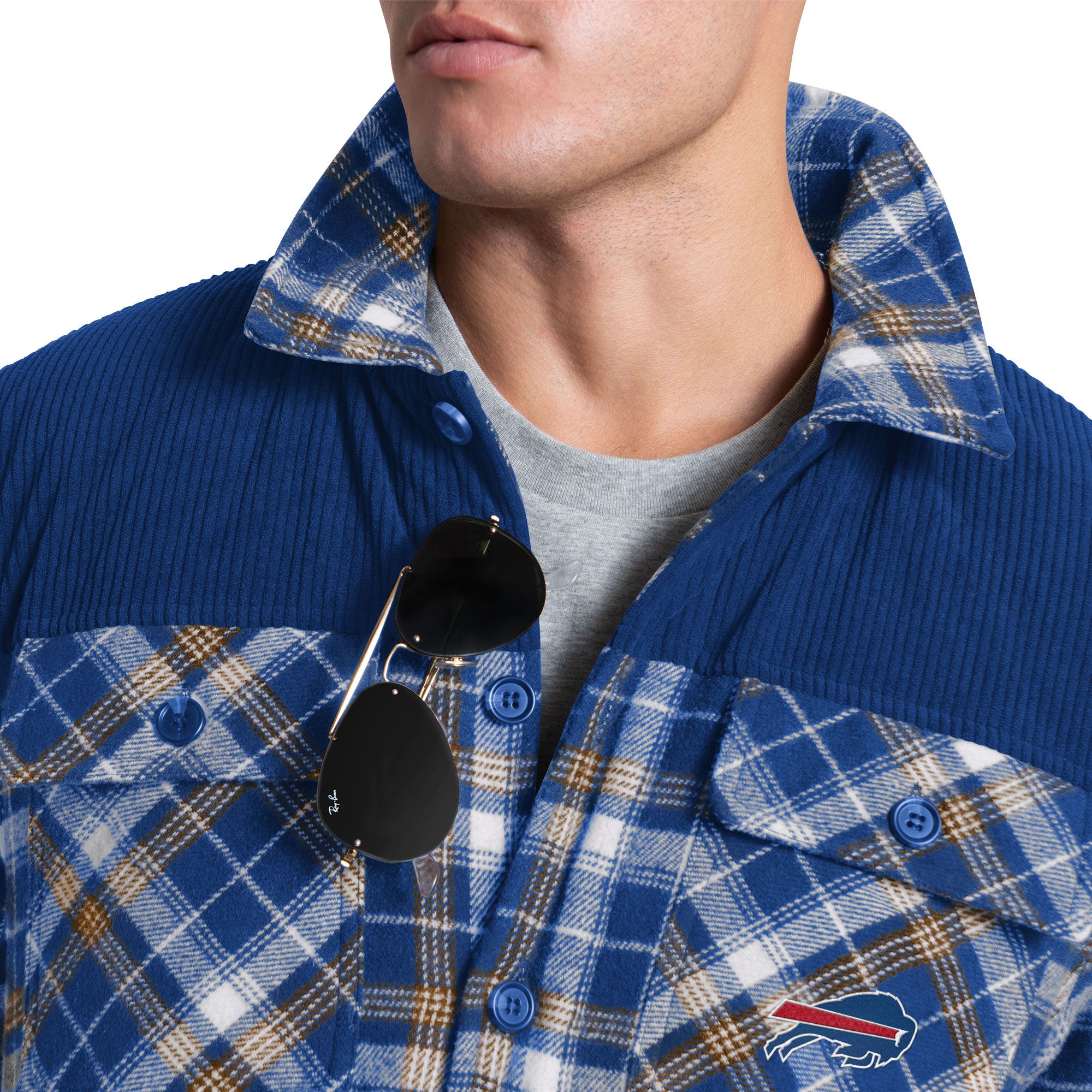 G-III Men's Buffalo Bills Royal Plaid Black Shirt Jacket product image