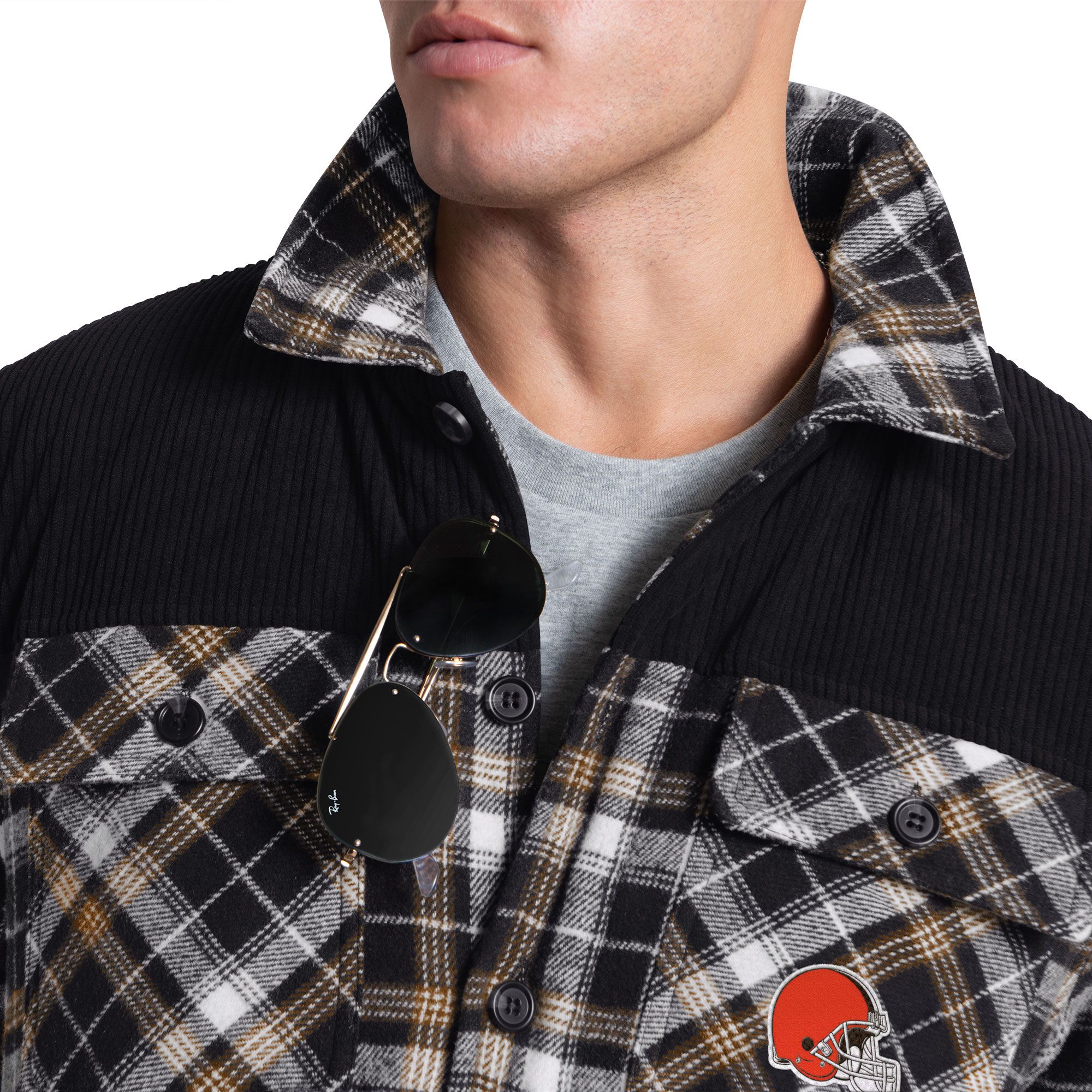 G-III Men's Cleveland Browns Black Plaid Black Shirt Jacket product image