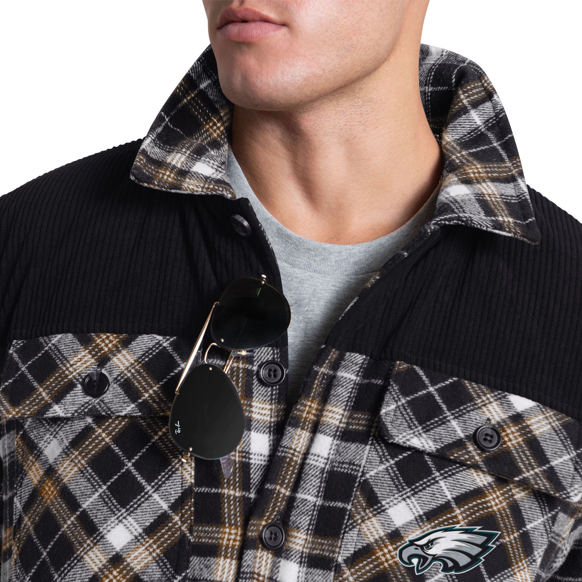 G-III Men's Philadelphia Eagles Black Plaid Black Shirt Jacket product image