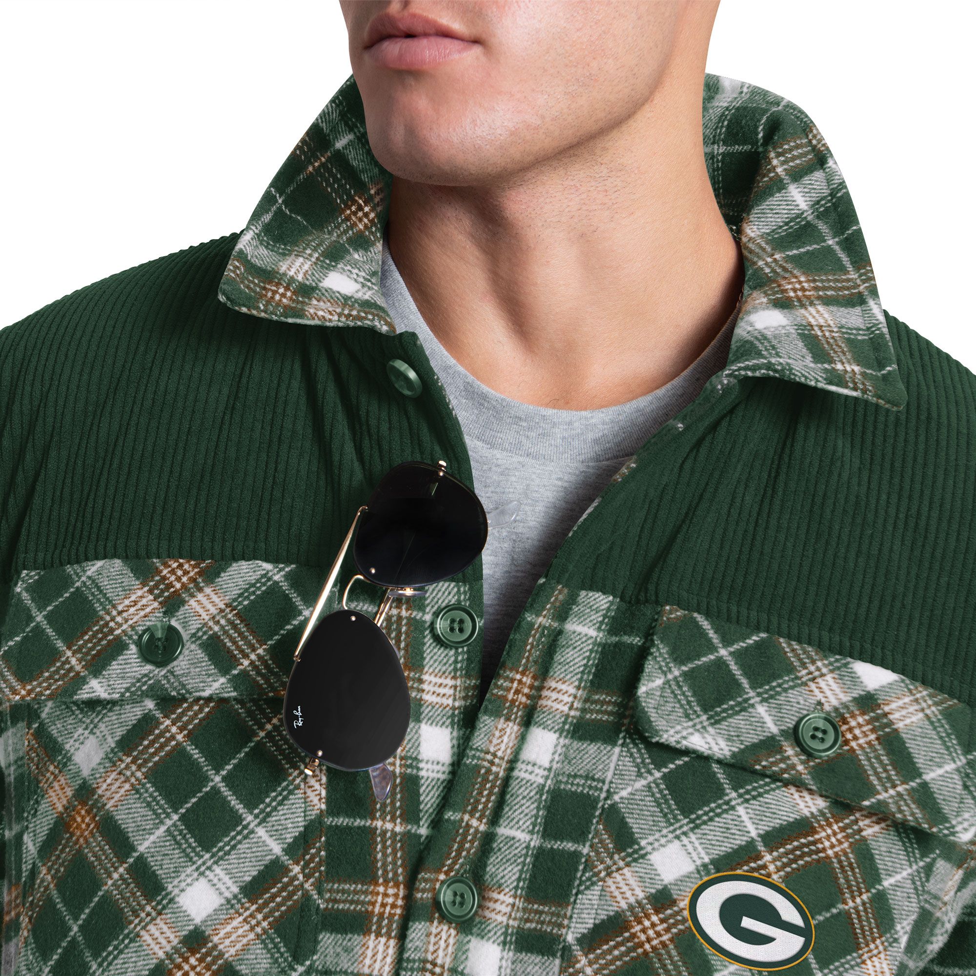 G-III Men's Green Bay Packers Green Plaid Black Shirt Jacket product image