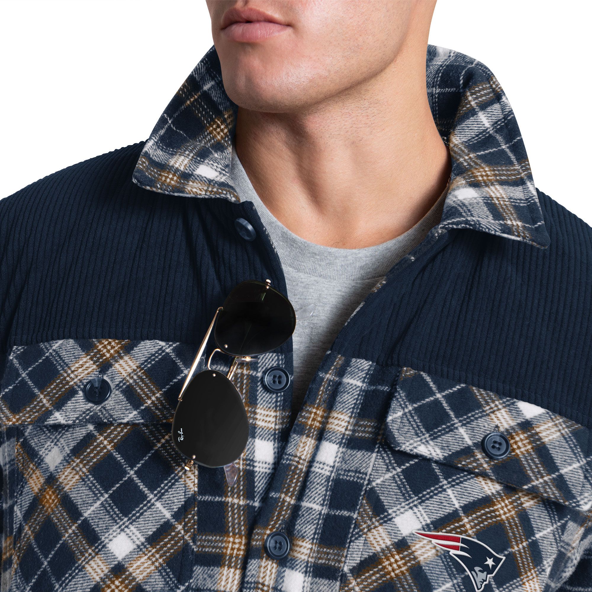 G-III Men's New England Patriots Navy Plaid Black Shirt Jacket product image