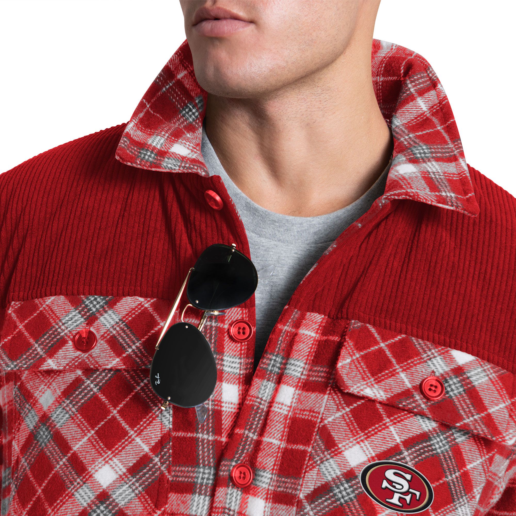 G-III Men's San Francisco 49ers Red Plaid Black Shirt Jacket product image