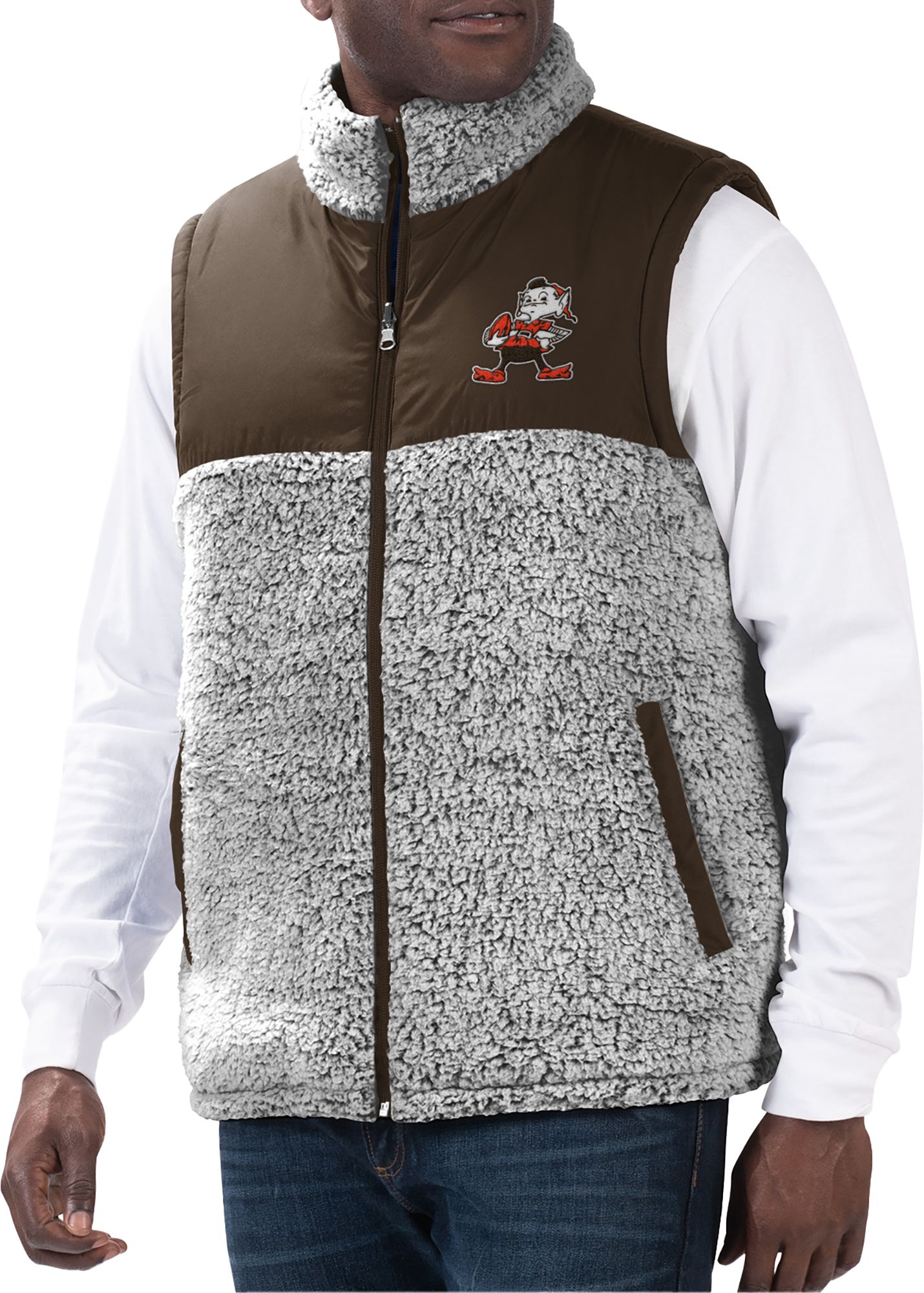 G-III Men's Cleveland Browns Brown High Side Reversible Vest