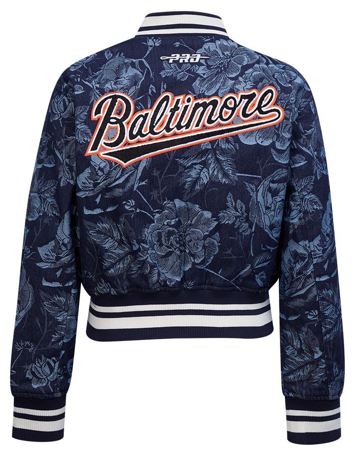 Pro Standard Women's Baltimore Orioles Blue Denim Cropped Floral Jacket product image