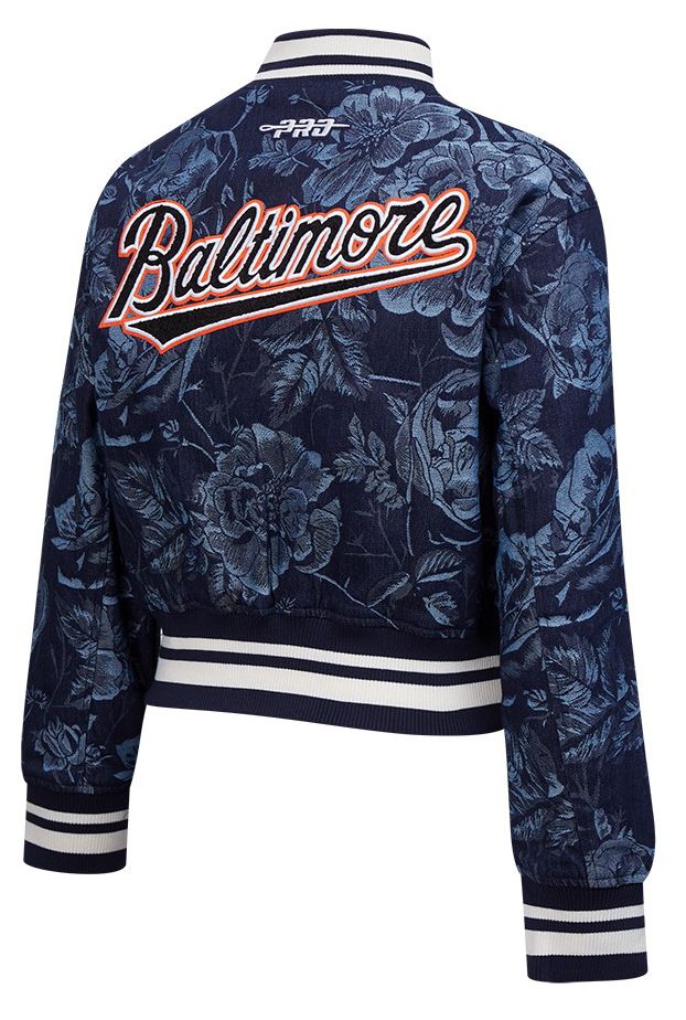 Pro Standard Women's Baltimore Orioles Blue Denim Cropped Floral Jacket product image