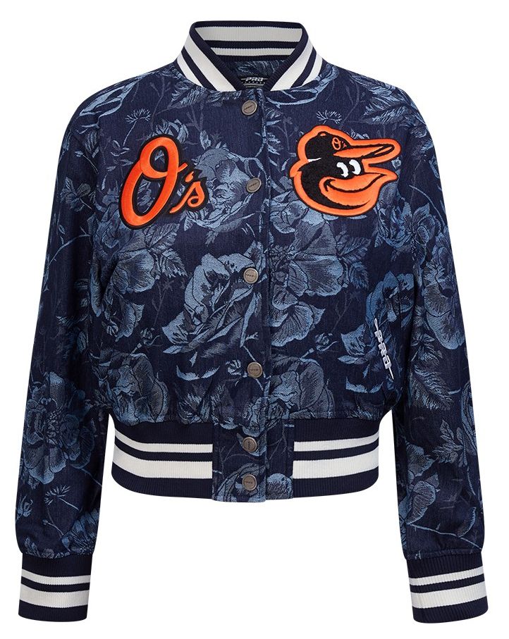Pro Standard Women's Baltimore Orioles Blue Denim Cropped Floral Jacket product image