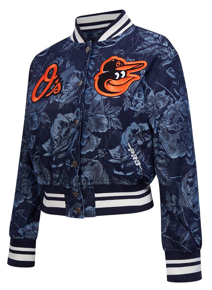 Pro Standard Women's Baltimore Orioles Blue Denim Cropped Floral Jacket product image