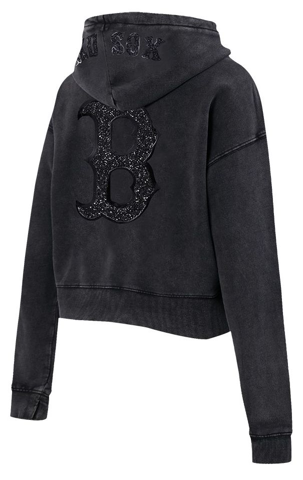 Pro Standard Women's Boston Red Sox Black Crystalline Enzyme Cropped Pullover Hoodie product image