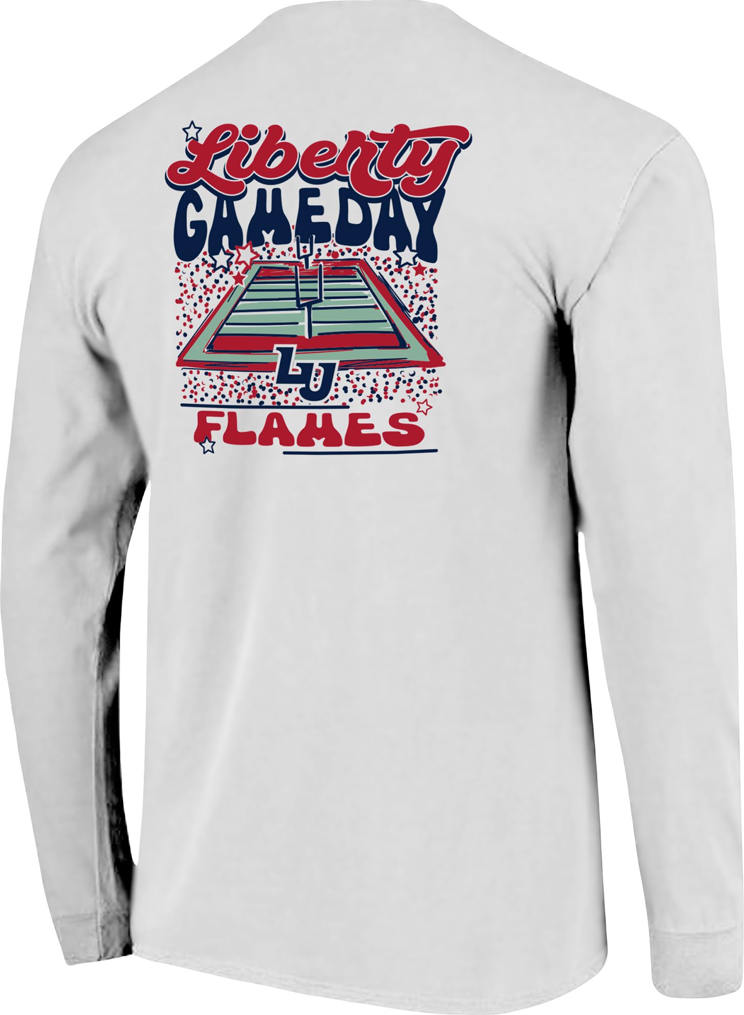 Image One Men's Liberty Flames White Gameday Stadium Long Sleeve T-Shirt