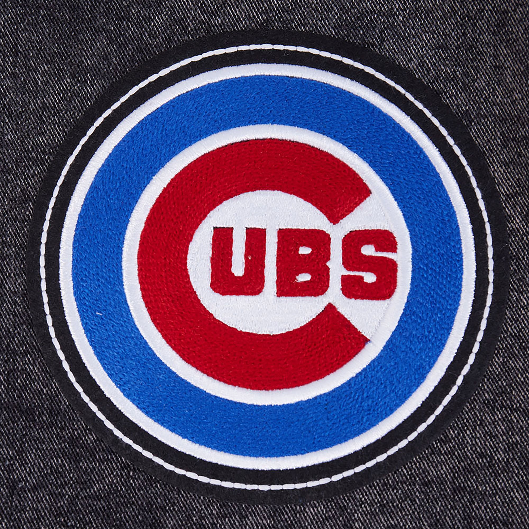 Pro Standard Men's Chicago Cubs Black Denim Varsity Jacket product image