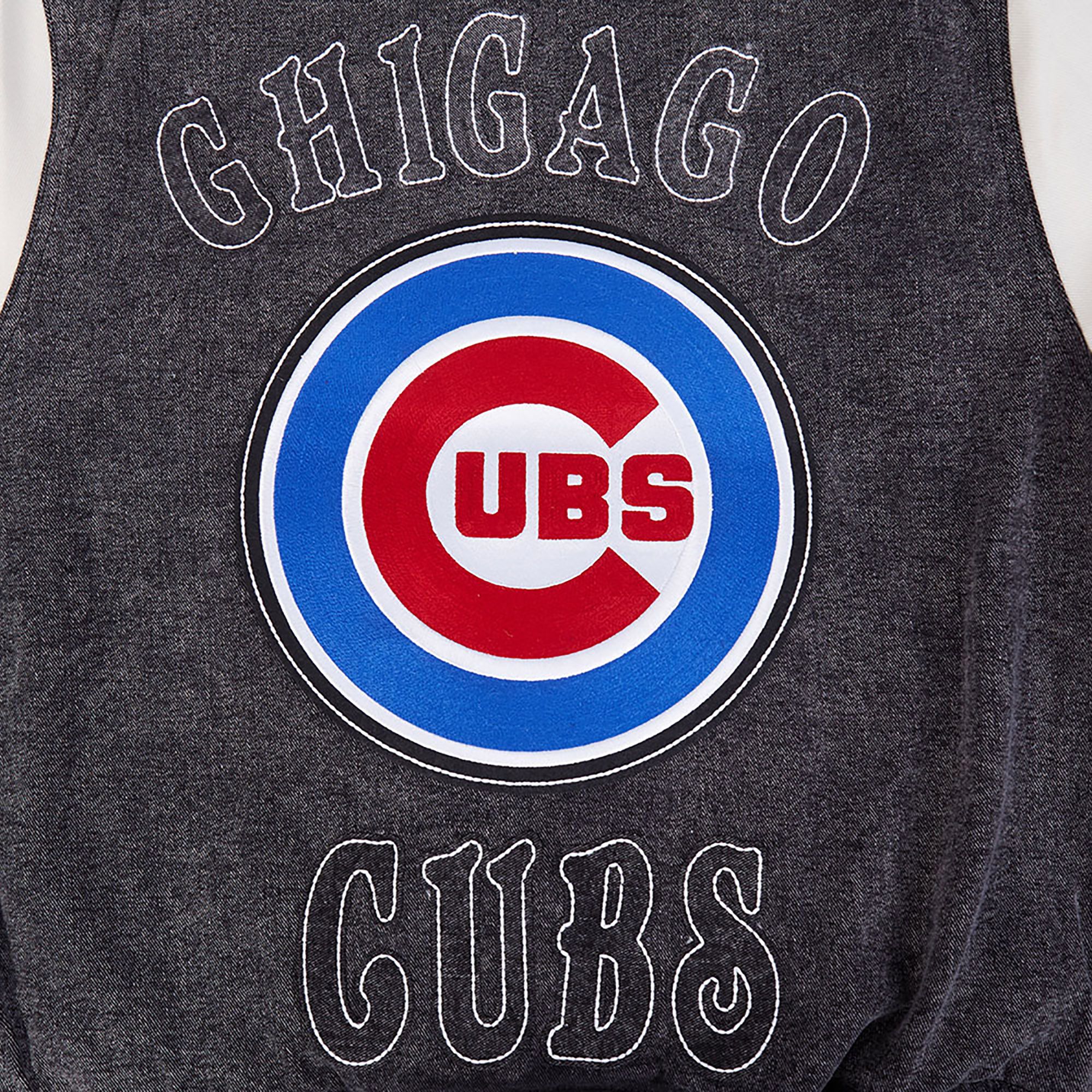 Pro Standard Men's Chicago Cubs Black Denim Varsity Jacket product image