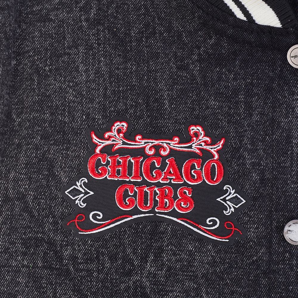 Pro Standard Women's Chicago Cubs Black Rebel Athletics Denim Jacket product image