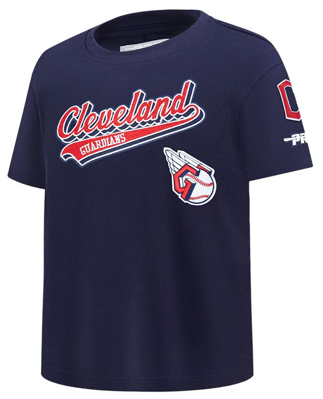 Pro Standard Youth Cleveland Guardians Midnight Navy Script Tail T-Shirt product image