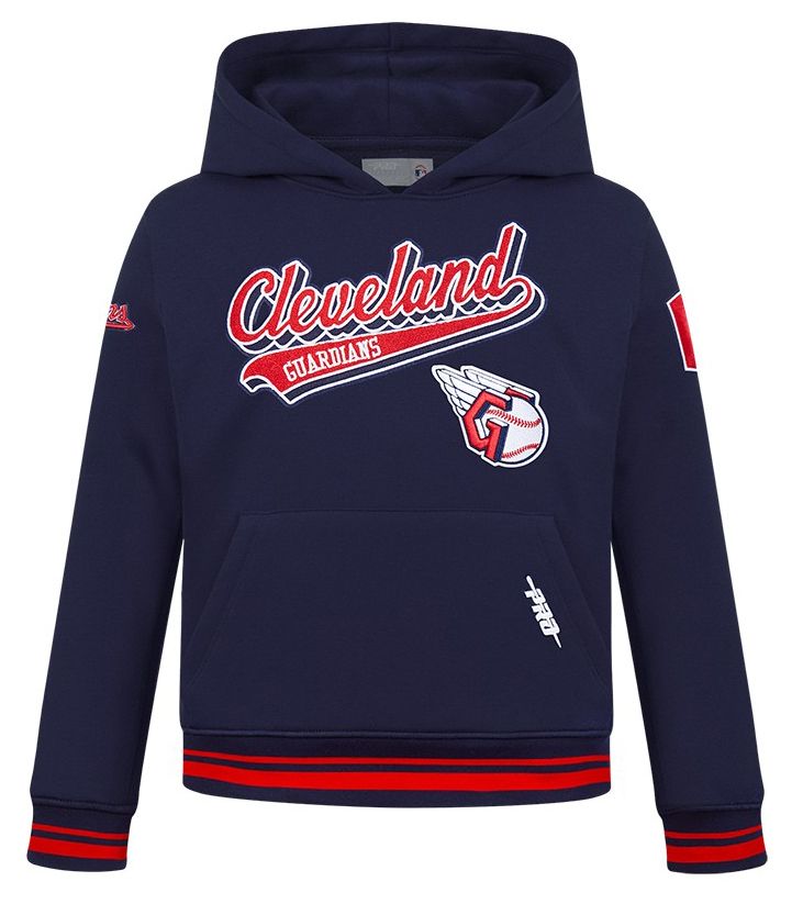 Pro Standard Youth Cleveland Guardians Midnight Navy Script Tail Ribbed Fleece Hoodie product image