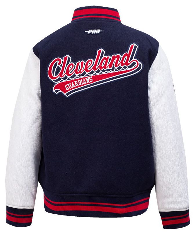 Pro Standard Youth Cleveland Guardians Midnight Navy Script Varsity Jacket product image