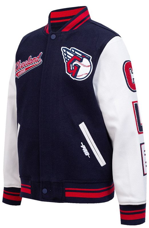 Pro Standard Youth Cleveland Guardians Midnight Navy Script Varsity Jacket product image