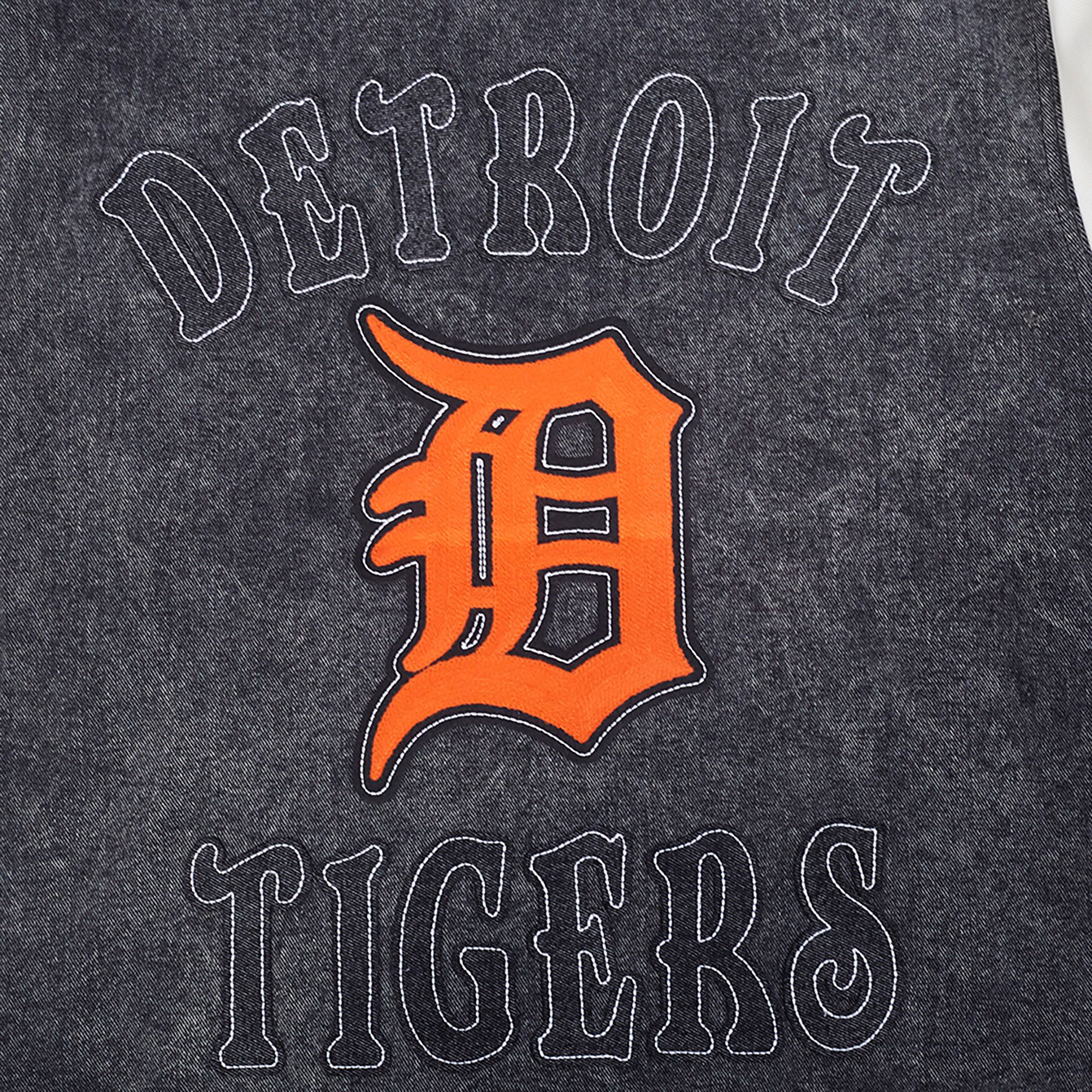 Pro Standard Men's Detroit Tigers Black Denim Varsity Jacket product image