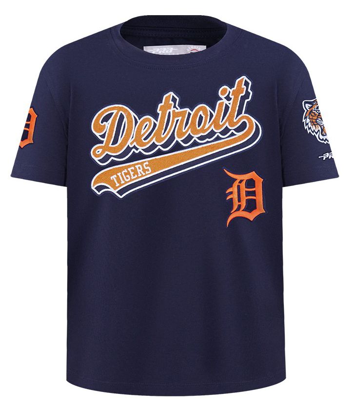 Pro Standard Youth Detroit Tigers Midnight Navy Script Tail T-Shirt product image