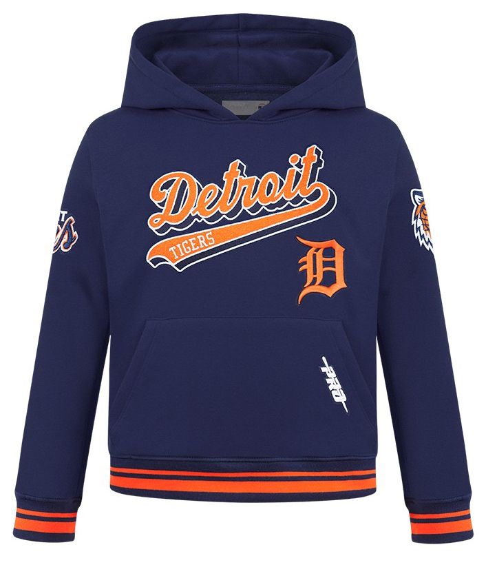 Pro Standard Youth Detroit Tigers Midnight Navy Script Tail Ribbed Fleece Hoodie product image