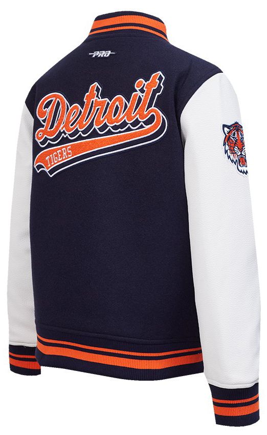 Pro Standard Youth Detroit Tigers Midnight Navy Script Varsity Jacket product image