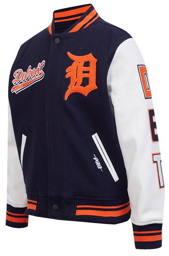 Pro Standard Youth Detroit Tigers Midnight Navy Script Varsity Jacket product image