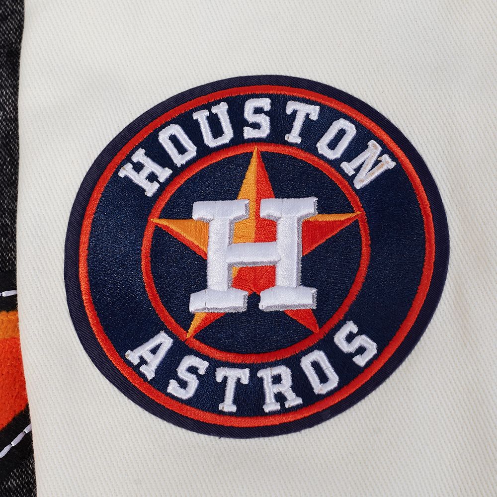 Pro Standard Men's Houston Astros Black Rebel Athletics Denim Varsity Jacket product image
