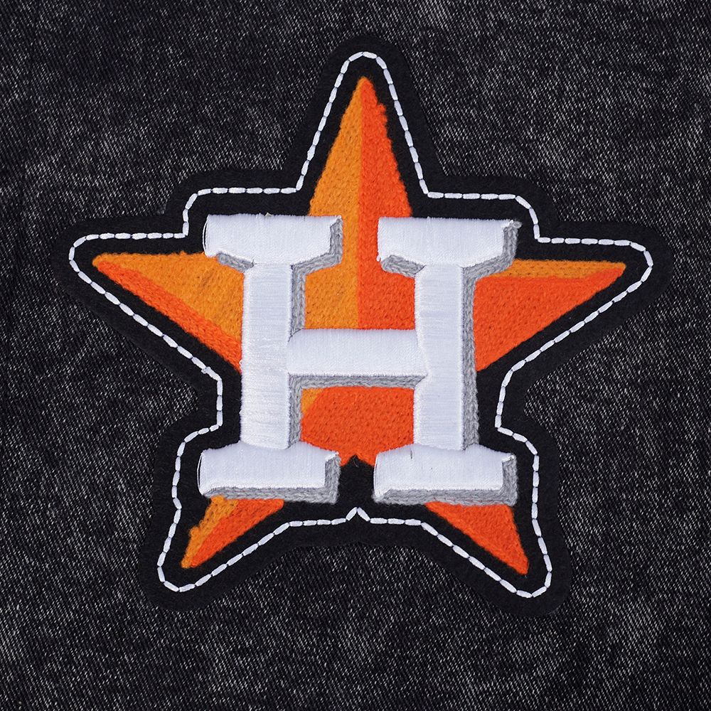 Pro Standard Men's Houston Astros Black Rebel Athletics Denim Varsity Jacket product image