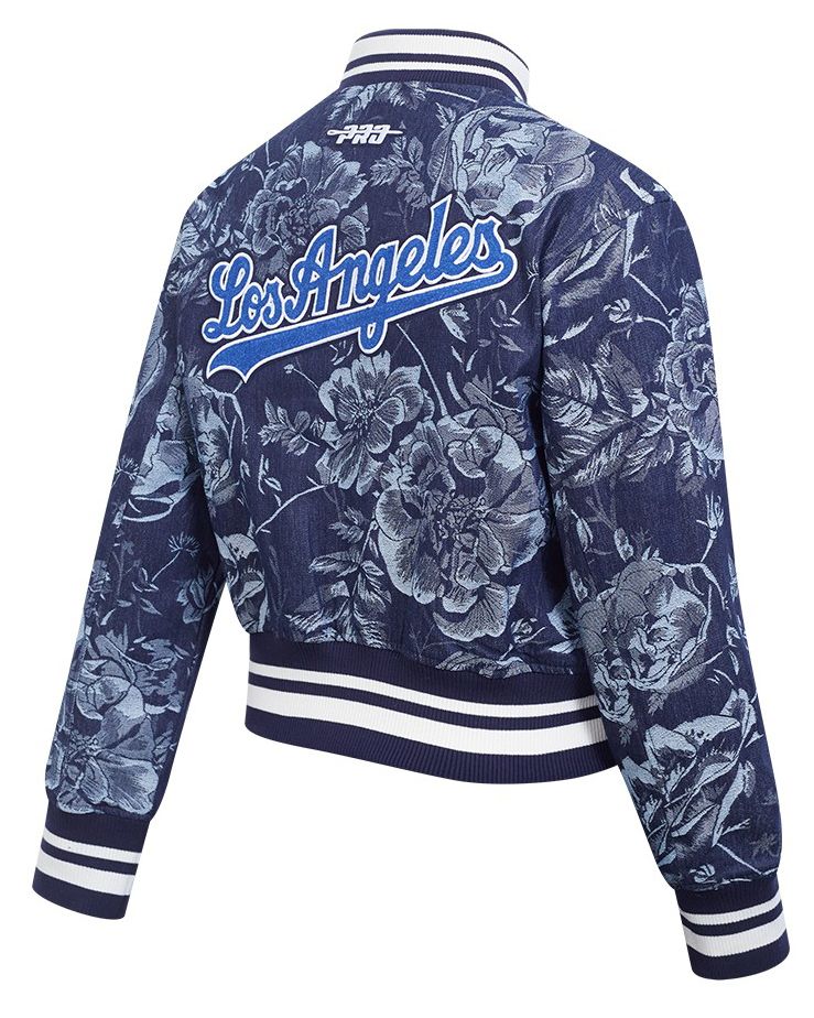 Pro Standard Women's Los Angeles Dodgers Blue Denim Cropped Floral Jacket product image
