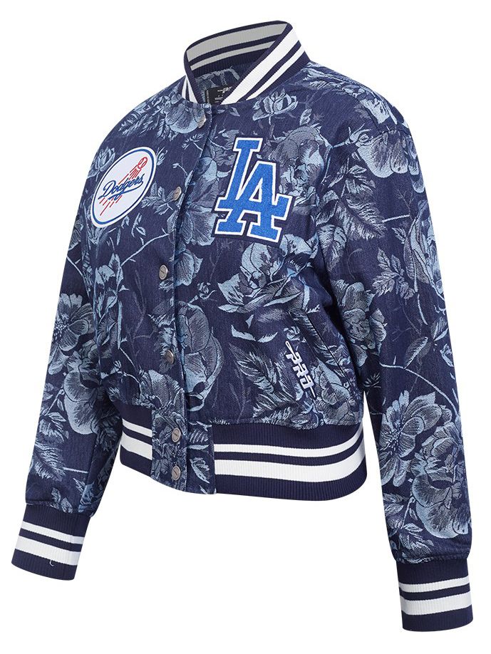 Pro Standard Women's Los Angeles Dodgers Blue Denim Cropped Floral Jacket product image