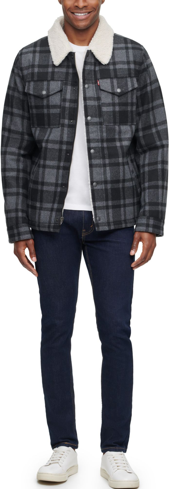 mens plaid trucker jacket