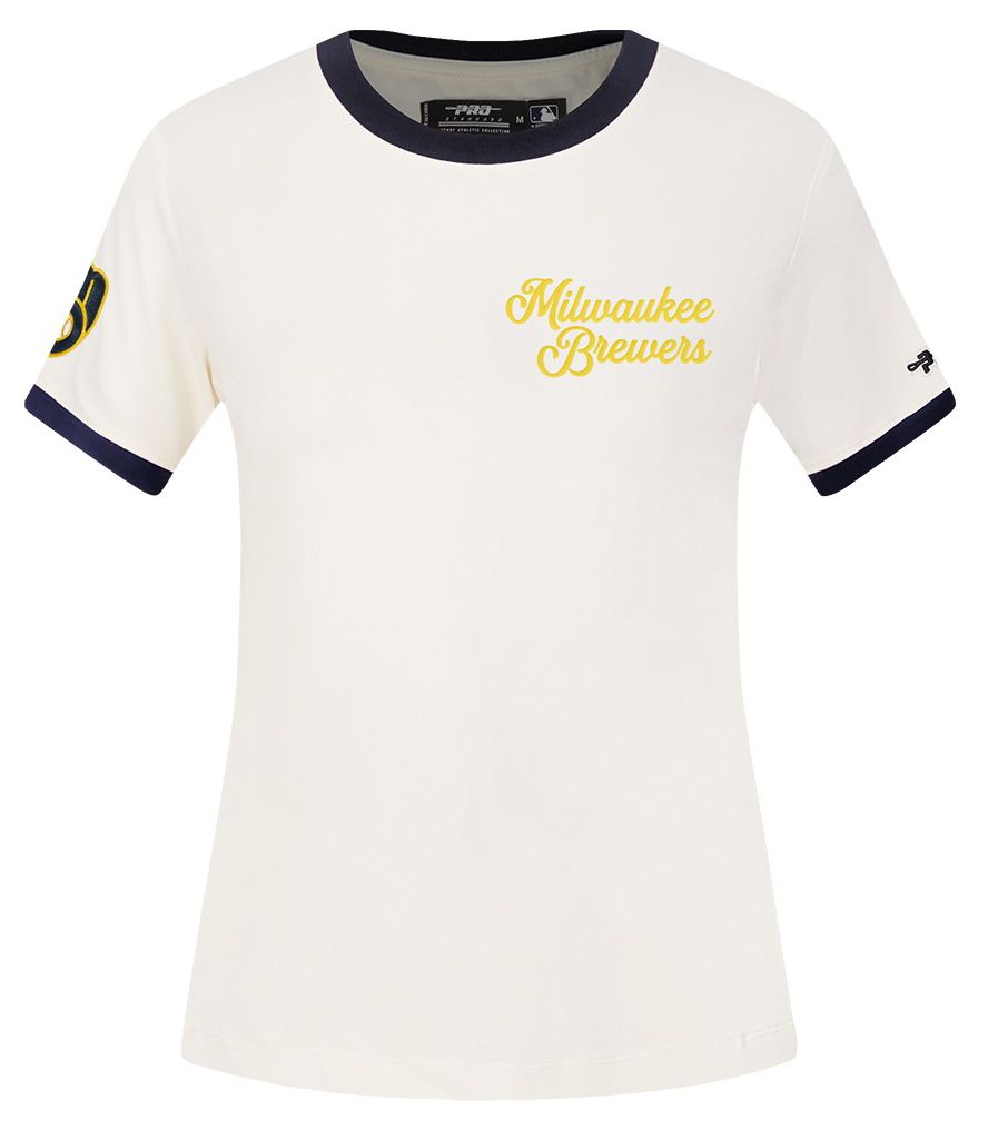 Pro Standard Women's Milwaukee Brewers Cream Ringer Souvenir T-Shirt product image