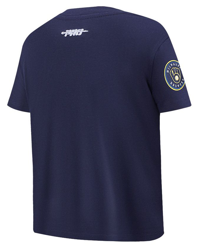 Pro Standard Youth Milwaukee Brewers Midnight Navy Script Tail T-Shirt product image