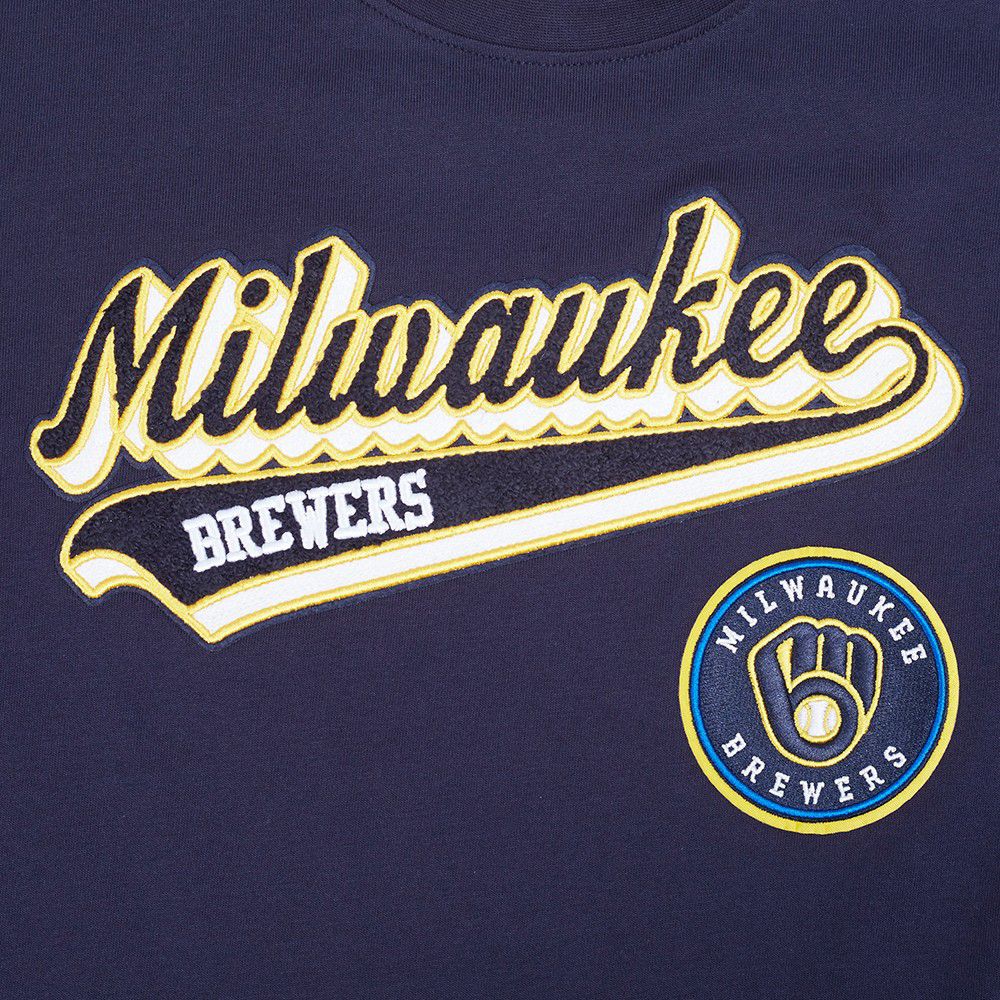 Pro Standard Youth Milwaukee Brewers Midnight Navy Script Tail T-Shirt product image
