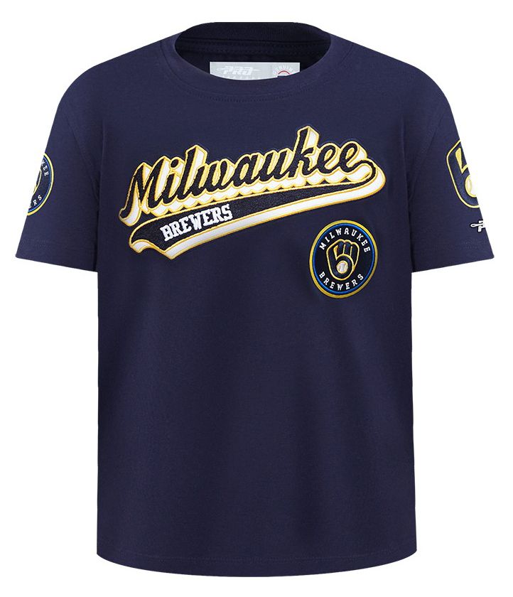 Pro Standard Youth Milwaukee Brewers Midnight Navy Script Tail T-Shirt product image