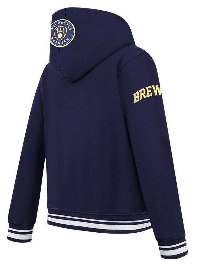 Pro Standard Youth Milwaukee Brewers Midnight Navy Script Tail Ribbed Fleece Hoodie product image