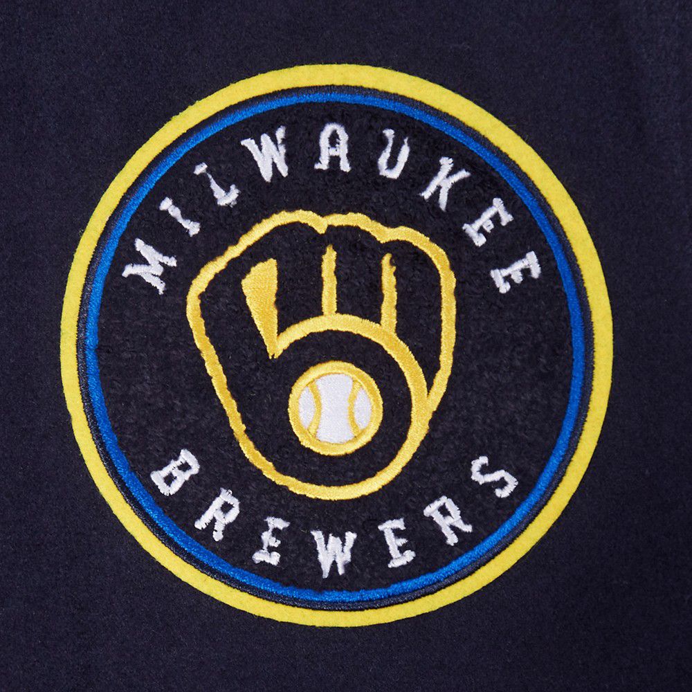 Pro Standard Youth Milwaukee Brewers Midnight Navy Script Varsity Jacket product image