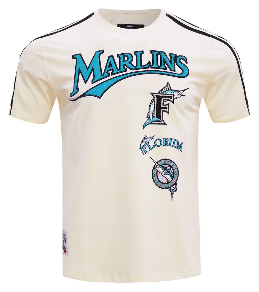 Pro Standard Men's Miami Marlins Cream Retro Stripe T-Shirt product image