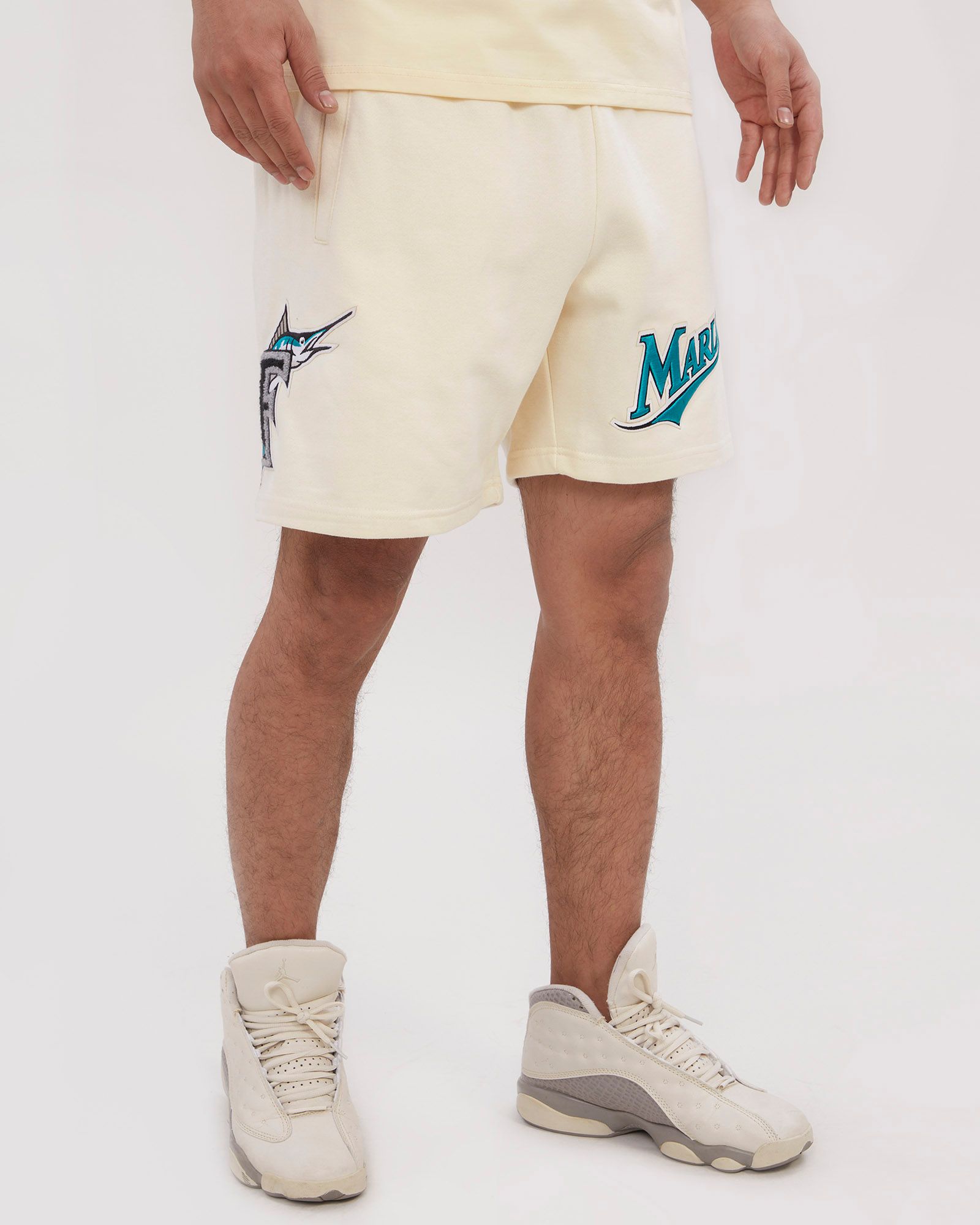 Pro Standard Men's Miami Marlins Cream Retro Fleece Shorts product image